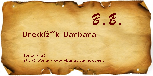 Bredák Barbara névjegykártya